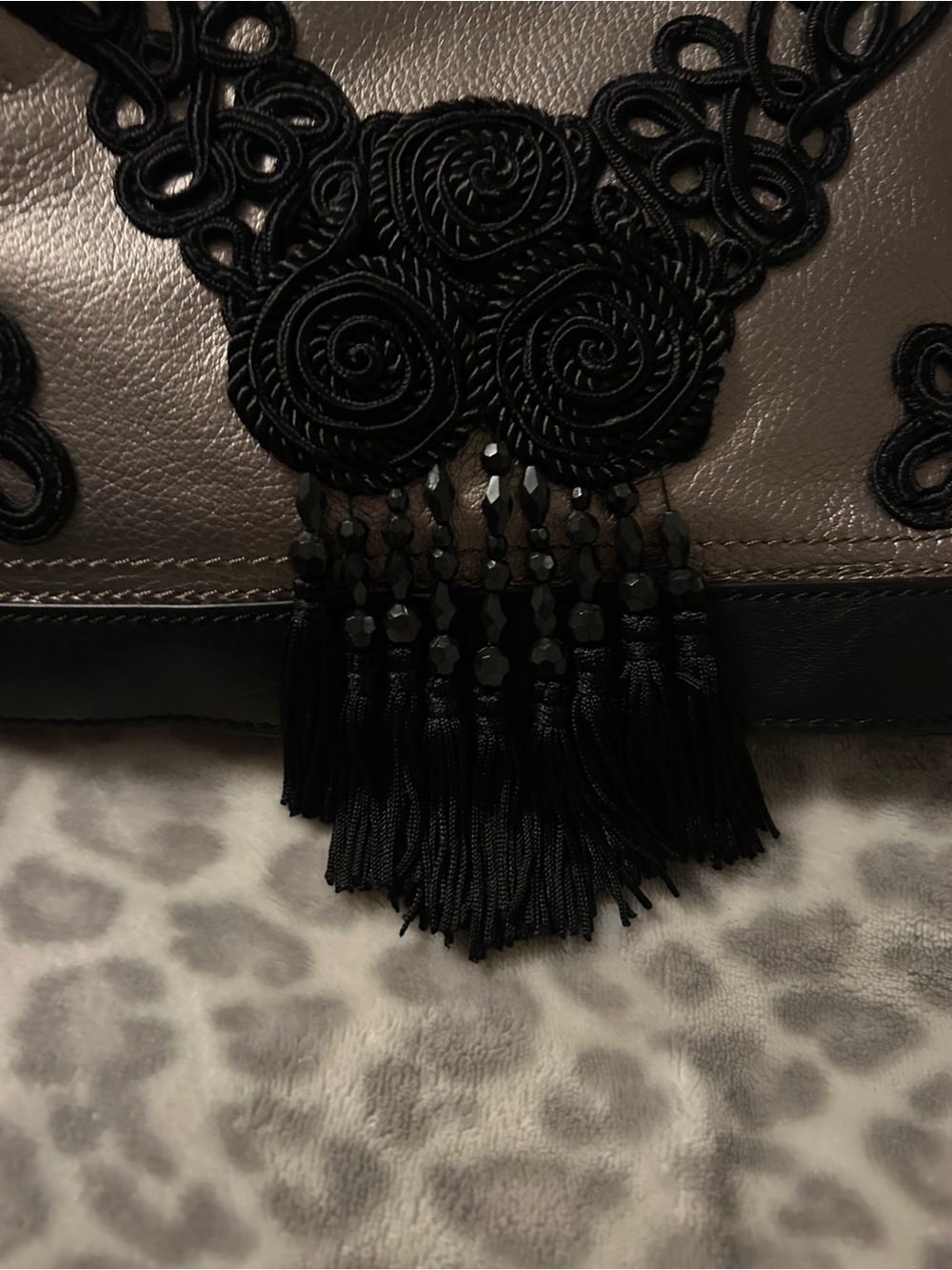 Frosting by Mary Norton Metallic Silver & Black Embellished Shoulder Bag - Picture 2 of 6